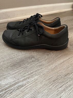 Finn comfort shock absorber Men's Casual Leather Sneakers Black leather mens 10
